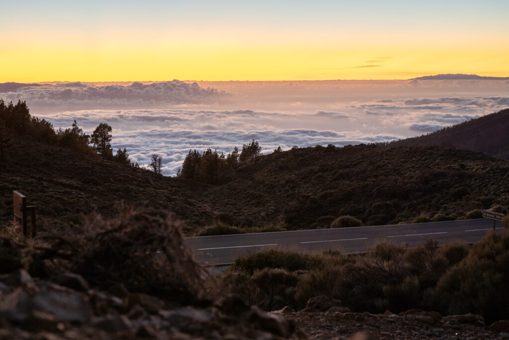 Paysage au crépuscule dans le Parc national du Teide